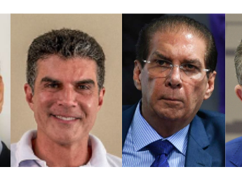 Na imagem acima, em ordem, Chicão, Helder Barbalho, Jader Barbalho e Zequinha Marinho.