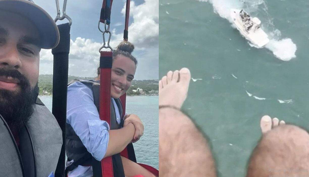 Casal cai de paraquedas no mar após corda romper durante tempestade; vídeo  | Mundo | O Liberal