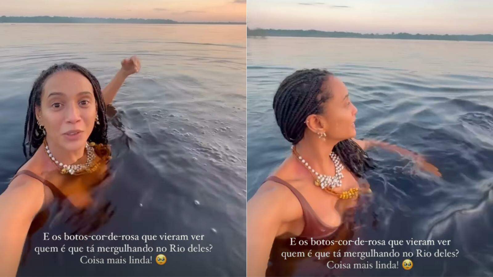 VÍDEO: Taís Araújo fica encantada ao nadar com botos em rio na Amazônia |  Celebridades | O Liberal