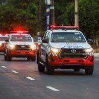 A imagem mostra várias viaturas da Polícia Militar do Estado do Pará (PMPA).